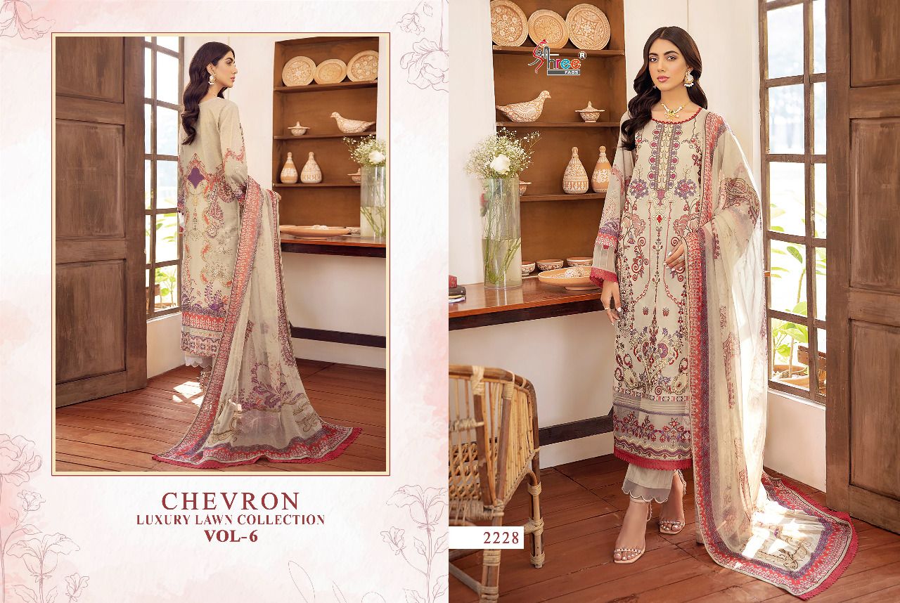 Shree Chevron Luxury Lawn 6 Fancy casual Wear Pakistani Salwar Suits Collection